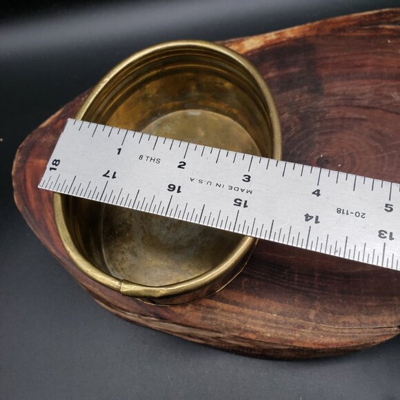 Vintage Hosley Solid Brass Oval Bowl Dish 4.5" Handcrafted India Small Decor - Picture 6 of 8